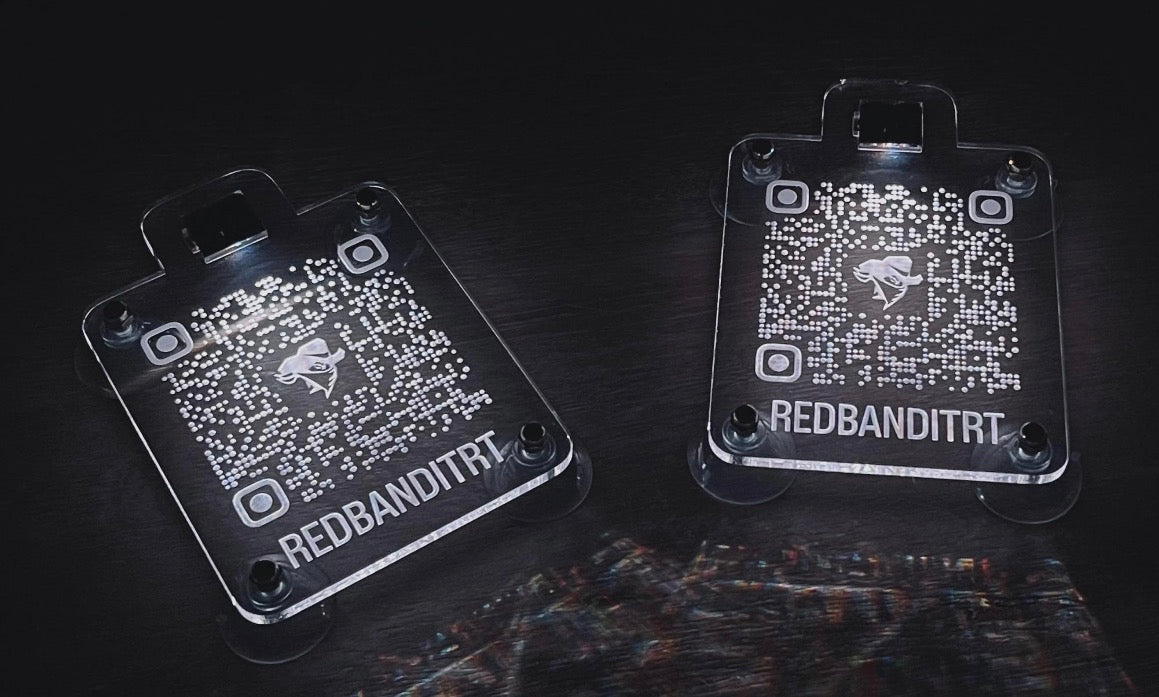 Custom Engraved Acrylic QR code display w/ Selectable RGB LED